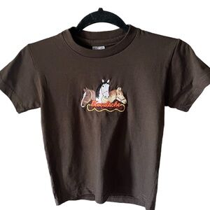 Child size M Novelty Horses Teocaltiche Brown T shirt